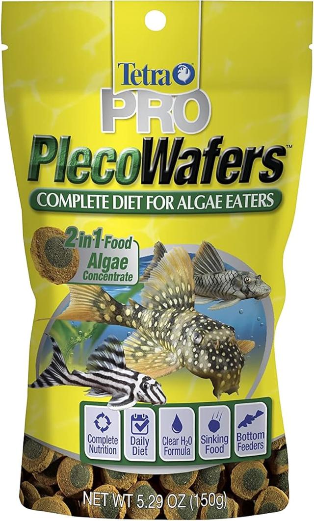 A picture of a Tetra Pro Plecowafers 5.29 ounces nutrionally balanced vegetarian fish foot for bottom feeders, concentrated algae center